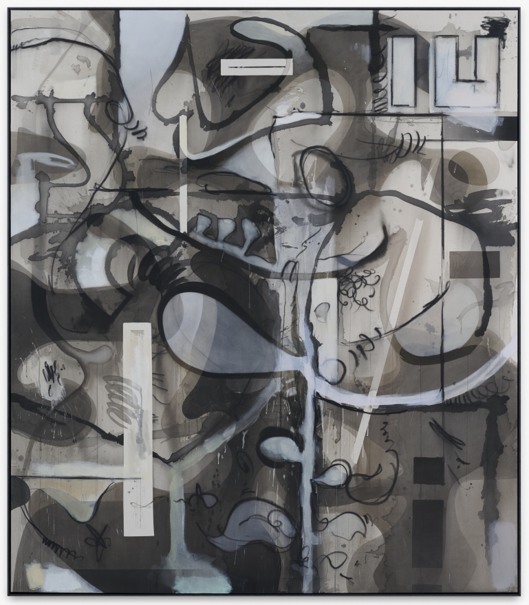 Jan-Ole Schiemann, Dead Flower, 2020. Ink, acrylic, oil pastel and charcoal on canvas, 90 1/2 x 78 3/4 in, 230 x 200 cm (JS20.004)