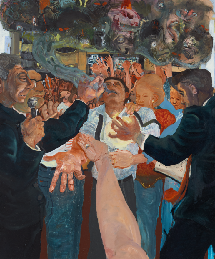Celeste Dupuy-Spencer Through the Laying of the Hands (Positively Demonic Dynamism), 2018 Oil on linen 48 x 40 in 121.9 x 101.6 cm (CDS18.035)