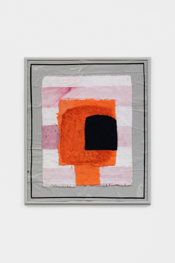 Nel Aerts No Way In, 2020-2021 Oil, duct tape, textile on  vinyl in artist-made frame 24 3/4 x 21 1/4 in 63 x 54 cm (NAE21.038)