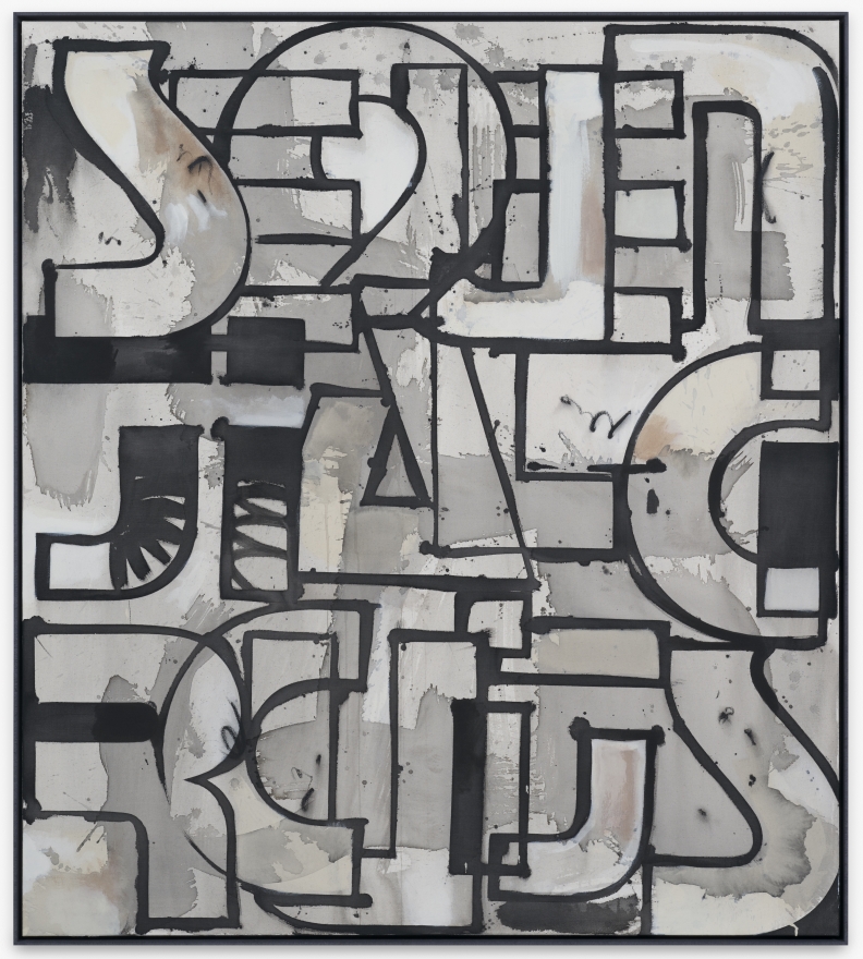 Jan-Ole Schiemann, S.C., 2020. Ink, acrylic, oil pastel, and charcoal on canvas, 55 1/8 x 49 1/4 in, 140 x 125 cm (JS20.018)