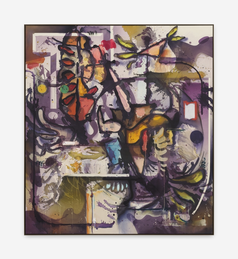 Jan-Ole Schiemann MINOCORN FRUITCHALLENGE (PURPIL), 2022 Painting 79 3/4 x 71 7/8 in (framed) 202.5 x 182.5 cm (framed) (JS22.018)
