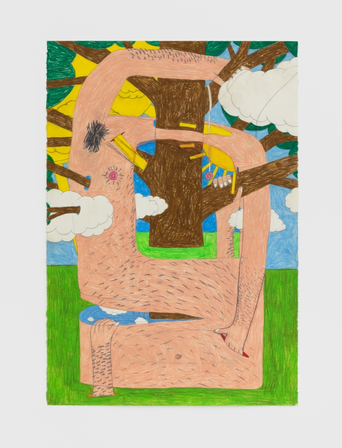 Matthew Sweesy By the yellow light we as trees are woven, 2020 Colored pencil on paper 44 x 30 in 111.8 x 76.2 cm (MSW20.003)