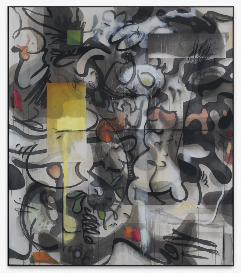Jan-Ole Schiemann, Love & Death, 2020, Ink, acrylic, oil pastel and charcoal on canvas, 90 1/2 x 78 3/4 in, 230 x 200 cm (JS20.006)