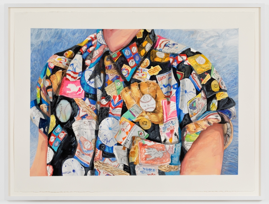 Rebecca Ness, Baseball Shirt, 2020. Gouache and colored pencil on paper, 22 x 30 in, 55.9 x 76.2 cm, 24 5/8 x 32 3/4 in (framed), 62.5 x 83.2 cm (RNE20.031)