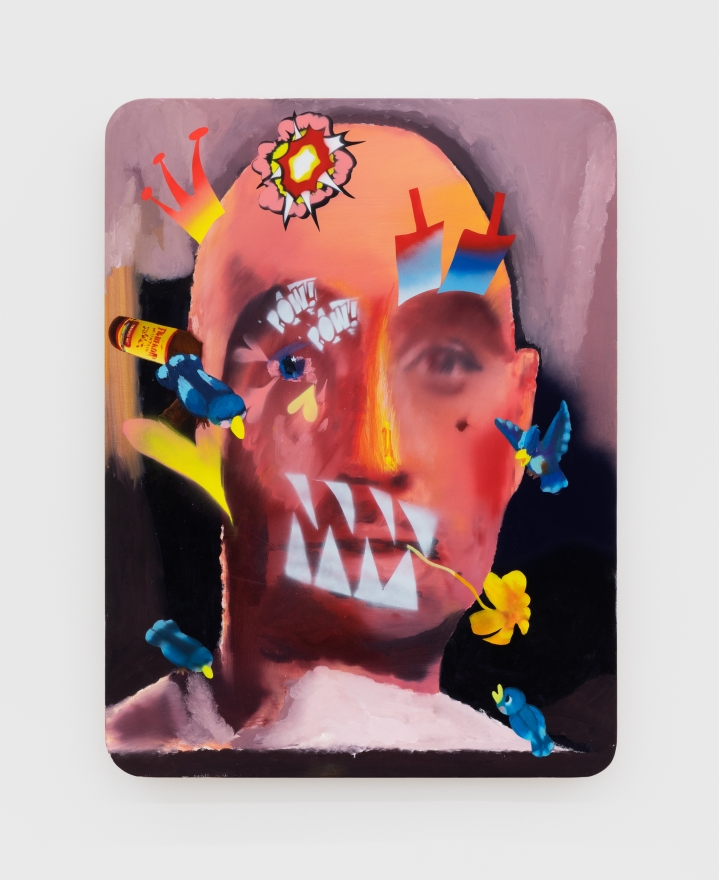 Alessandro Pessoli King Faki, 2020 Oil, spray paint and pencil on wood panel 40 x 30 in 101.6 x 76.2 cm (APE20.016)