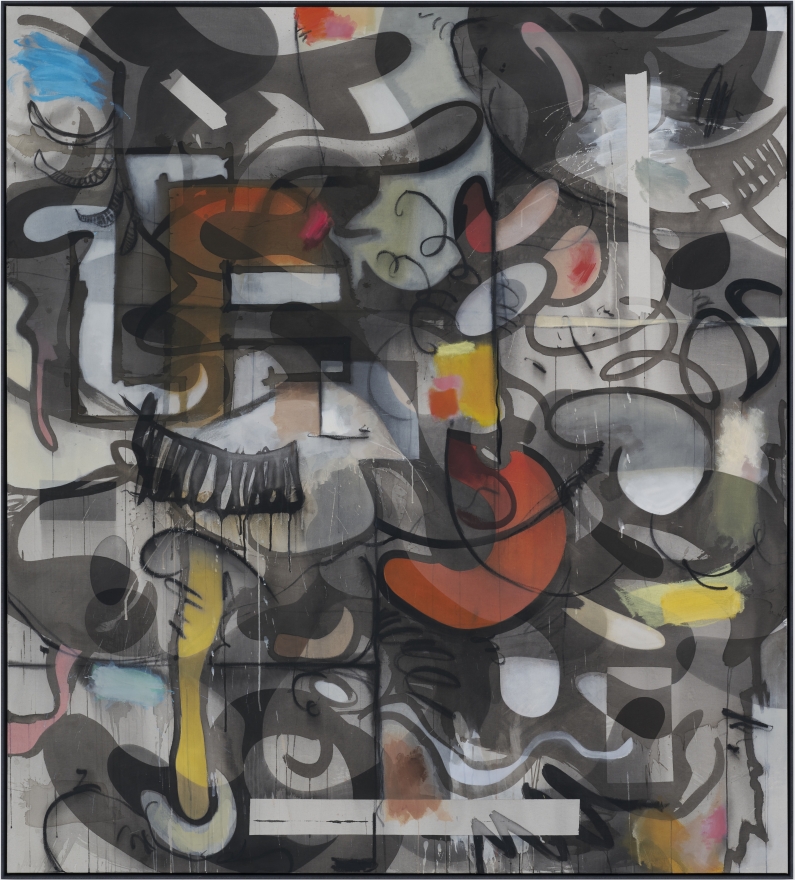 Jan-Ole Schiemann, Twinborg (Flora), 2020. Ink, acrylic, oil pastel and charcoal on canvas, 78 3/4 x 70 7/8 in, 200 x 180 cm (JS20.009)