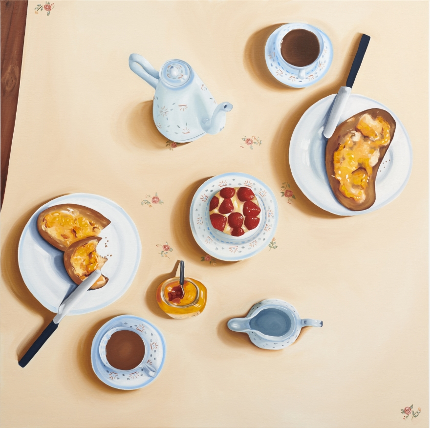 Madeleine Pfull, The Strawberry Tart, 2020. Oil on linen, 47 1/4 x 47 1/4 in, 120 x 120 cm (MP20.023
