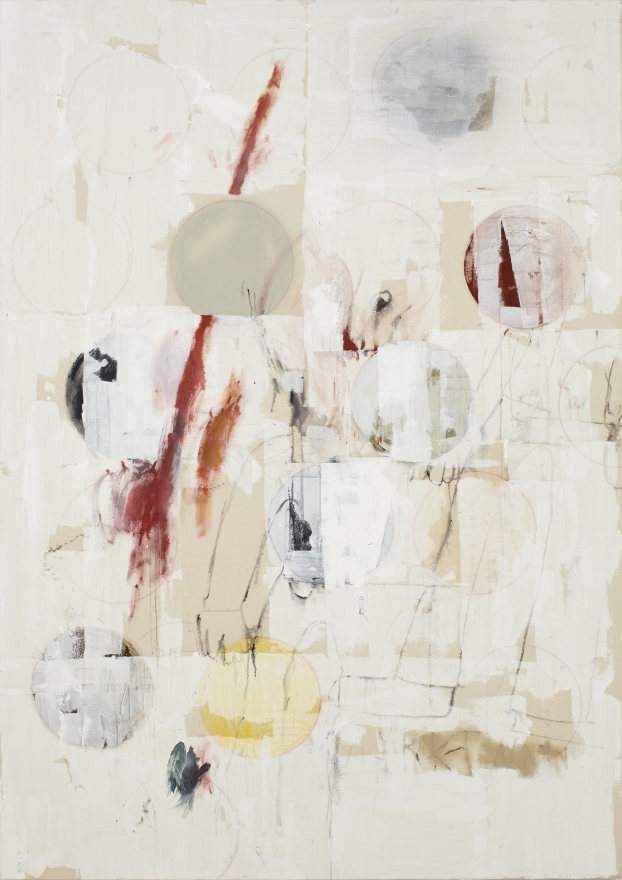 Ted Gahl Commuter (January), 2015 acrylic, oil, graphite, colored pencil, and enamel on canvas 84 x 60 in 213.4 x 152.4 cm (TG15.002)