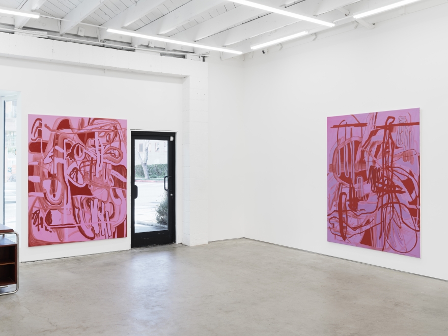 Installation view of Jana Schröder, RUDDYSYNC ILILAC, (June 4 - July 9, 2022). Nino Mier Gallery Three, Los Angeles