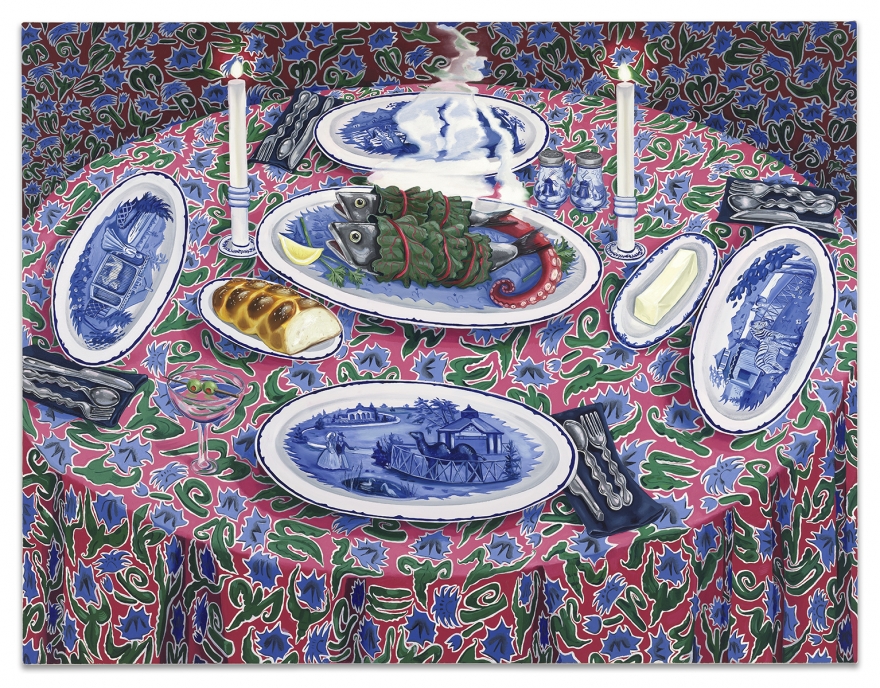 Nikki Maloof Dinner Is Served, 2020 Oil on canvas 54 x 70 in 137.2 x 177.8 cm (NMA20.017)