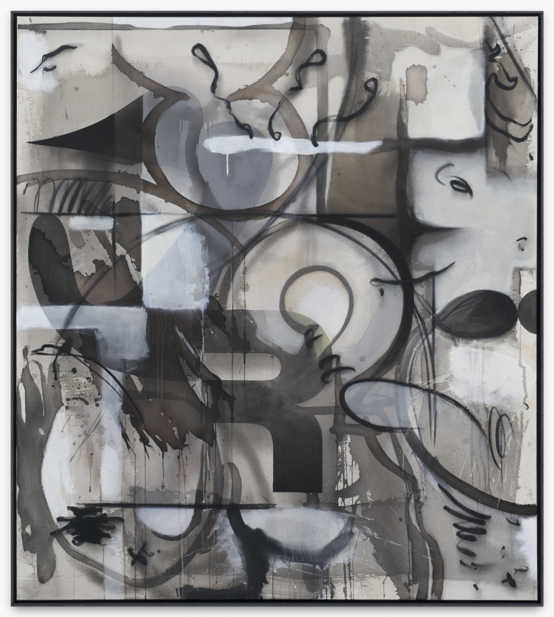 Jan-Ole Schiemann, Geister Grabenkämpfe, 2020. Ink, acrylic, oil pastel, and charcoal on canvas, 55 1/8 x 49 1/4 in, 140 x 125 cm (JS20.024)