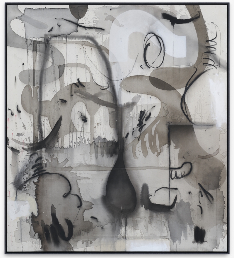 Jan-Ole Schiemann, Equilibrium bröselig, 2020. Ink, acrylic, oil pastel and charcoal on canvas, 55 1/8 x 49 1/4 in, 140 x 125 cm (JS20.016)
