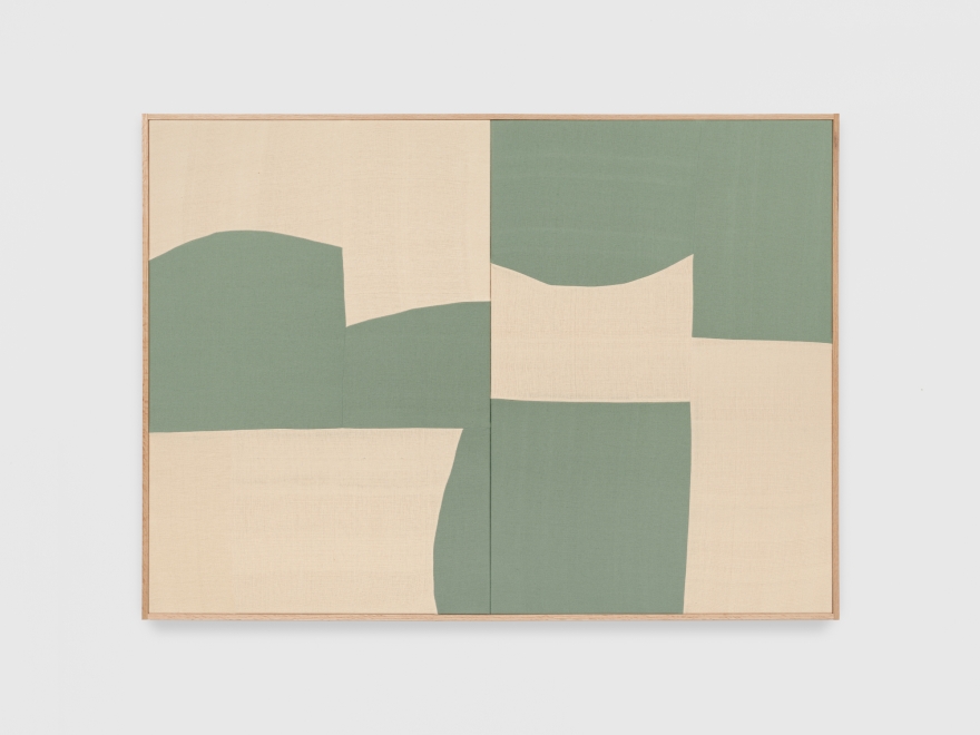 Ethan Cook Untitled (Green Alabaster), 2021 Handwoven cotton and linen, framed 43 x 60 in 101.6 x 152.4 cm (ECO21.012)