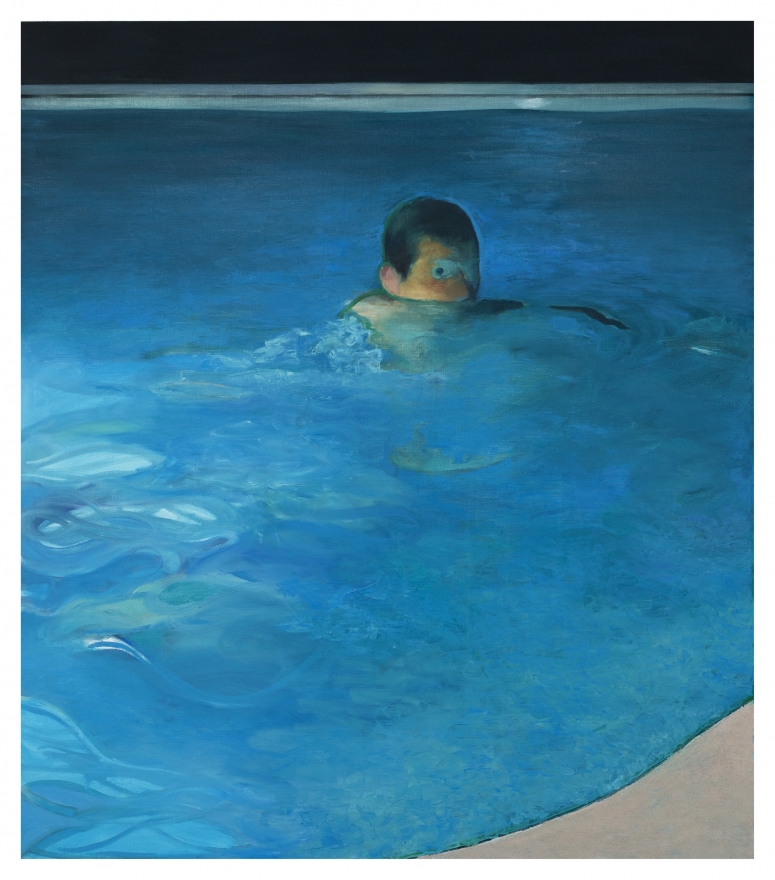 Jonathan Wateridge Night Swim, 2019 Oil on linen 78 3/4 x 68 7/8 in 200 x 175 cm (JWA20.011)