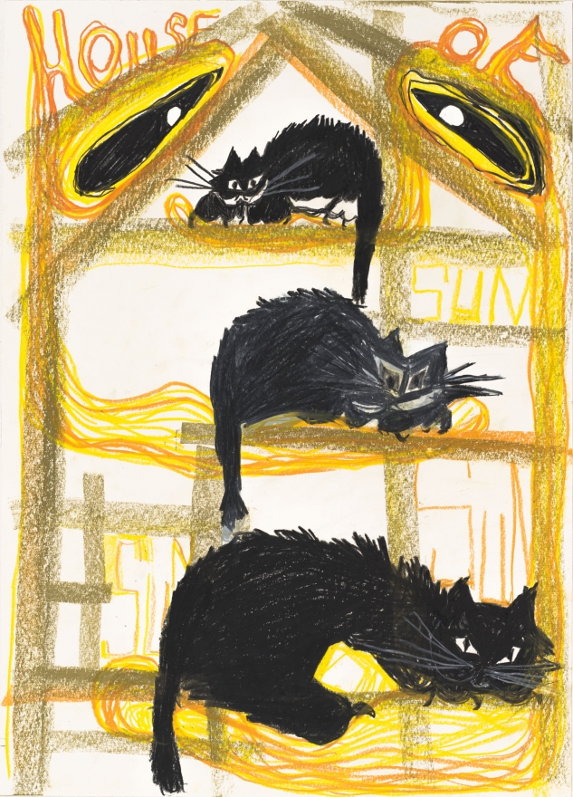 Bendix Harms, House of Sun Sun, 2020. Wax crayon on paper, 27 1/2 x 19 3/4 in, 70 x 50 cm (BHA20.018)