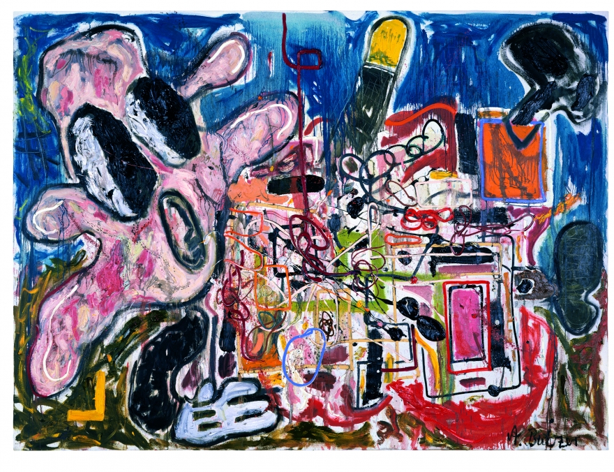 André Butzer Calvin Cohn Pong!, 2007 oil on canvas 86 1/2 x 118 1/4 in 219.7 x 300.4 cm (AB20.020)