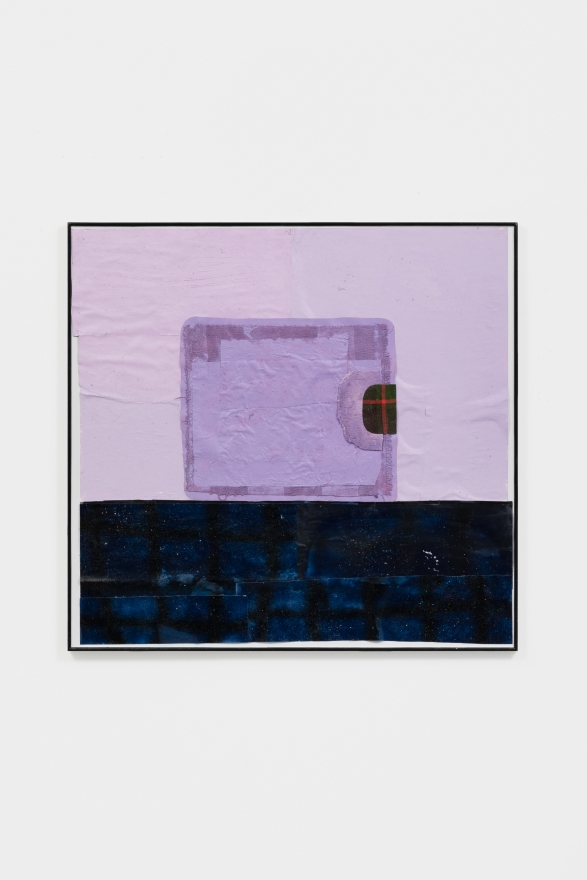 Nel Aerts Untitled, 2021 Acrylic, glitter, spray paint,  textile on paper in artist-made frame  39 3/4 x 41 3/4 in 101 x 106 cm (NAE21.030)