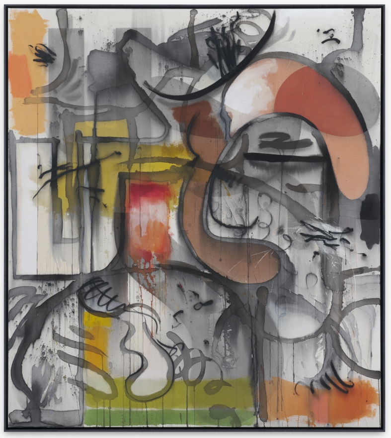 Jan-Ole Schiemann, Can we talk?, 2020. Ink, acrylic, oil pastel and charcoal on canvas, 55 1/8 x 49 1/4 in, 140 x 125 cm (JS20.021)