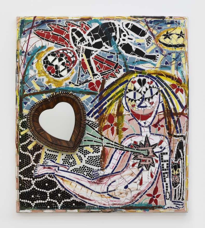 Cameron Welch, Black Cupid, 2019, Oil, acrylic, spray and collage on mosaic tile, 78 x 68 in (198.1 x 172.7 cm), CWE19.001
