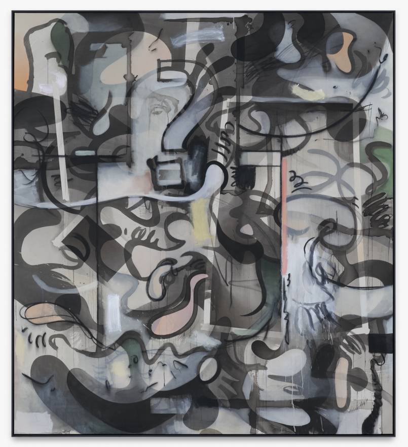 Jan-Ole Schiemann, Insight of a cyborg, 2020. Ink, acrylic, oil pastel and charcoal on canvas, 78 3/4 x 70 7/8 in, 200 x 180 cm (JS20.007)