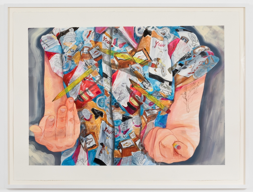 Rebecca Ness, Pencil Flipper, 2020. Gouache and colored pencil on paper, 22 x 30 in, 55.9 x 76.2 cm, 24 5/8 x 32 3/4 in (framed), 62.5 x 83.2 cm (RNE20.024)