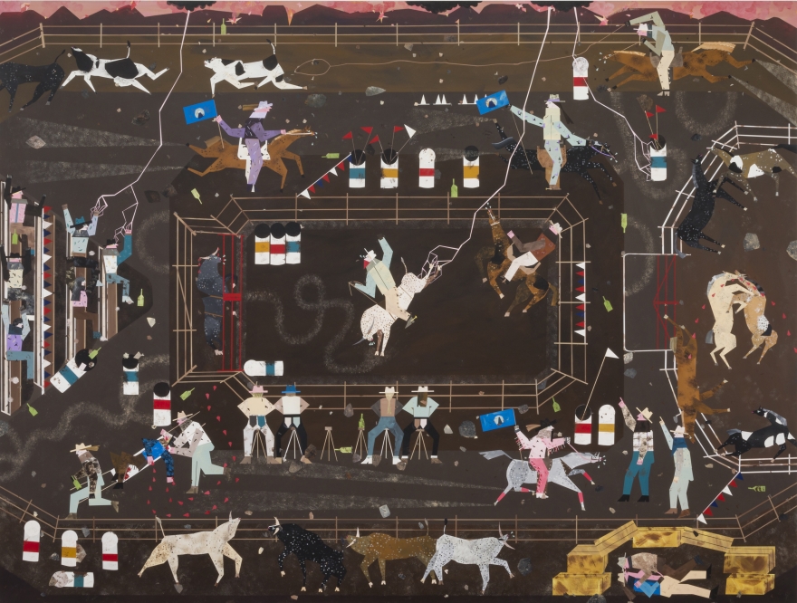 Andrea Joyce Heimer The Big Sky Rodeo Finals That Summer Were Marked By A Flash Lightning Storm, A Horse Fight, And My First Handjob In A Haystack., 2019 Acrylic on panel 60 x 80 in 152.4 x 203.2 cm (AJO19.002)