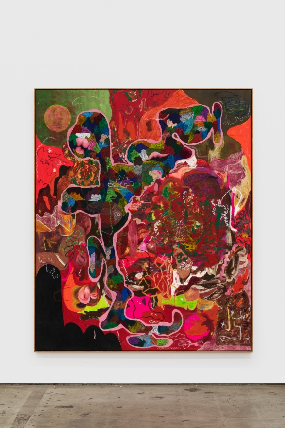 Michael Bauer Red Cave & Echo Body, 2019 Oil, crayon, pastel and acrylic on canvas 70 x 60 in 177.8 x 152.4 cm (MB19.021)