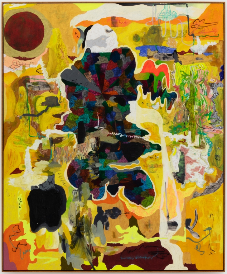 Michael Bauer, Barbarian Knowledge, 2020. Oil, crayon, pastel and acrylic on canvas, 73 x 60 in, 185.4 x 152.4 cm (MBA20.010)